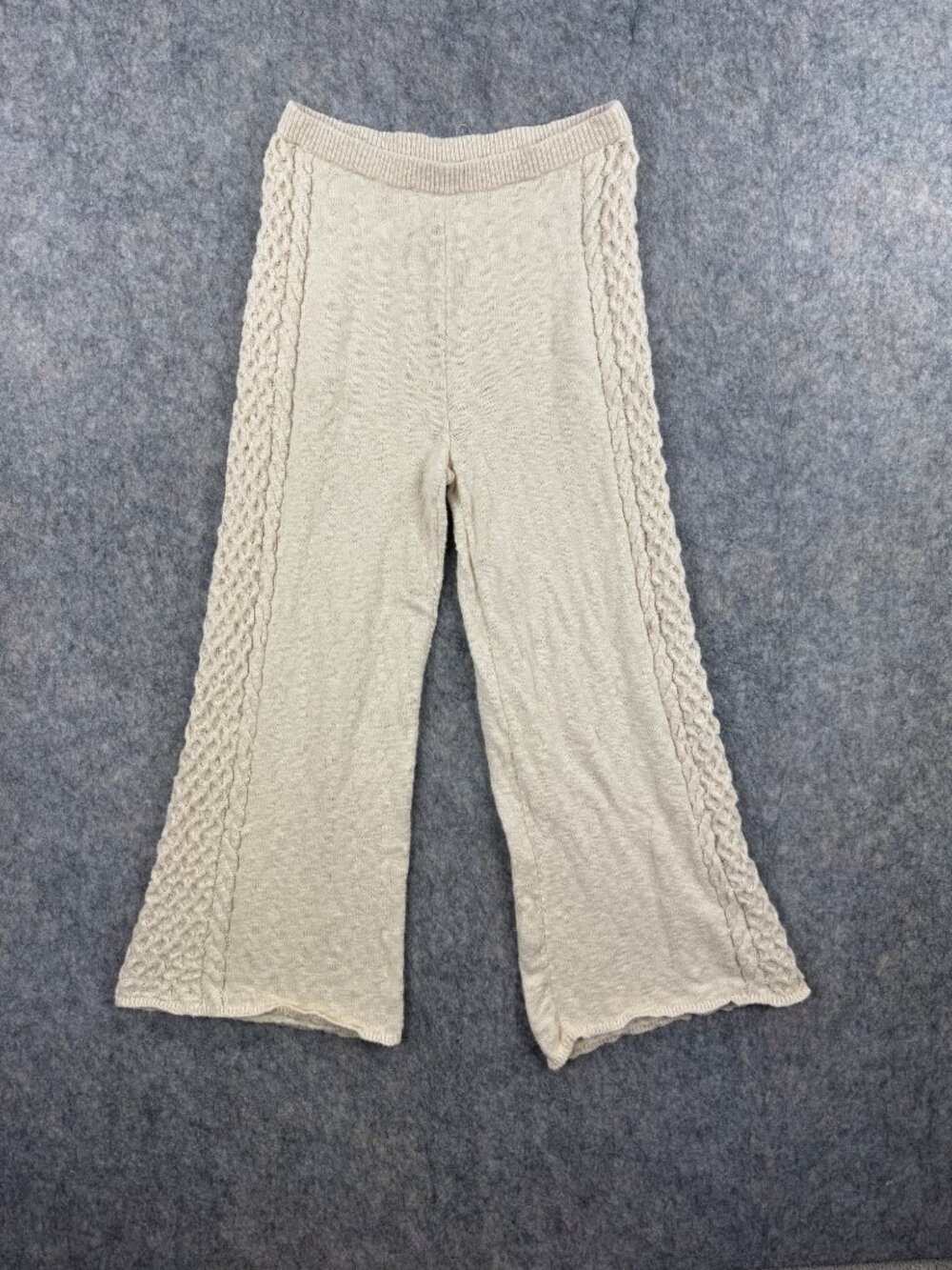 Spell Knit Pants Sz L Cream Wide Leg Cropped Highland